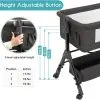 3 in 1 Baby Bassinet Bedside Sleeper, Bedside Crib for Baby, Adjustable Baby Bassinet with Wheels, Storage Basket, Mattress
