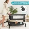 3 in 1 Baby Bassinet Bedside Sleeper, Bedside Crib for Baby, Adjustable Baby Bassinet with Wheels, Storage Basket, Mattress