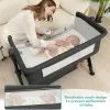 3 in 1 Baby Bassinet Bedside Sleeper, Bedside Crib for Baby, Adjustable Baby Bassinet with Wheels, Storage Basket, Mattress