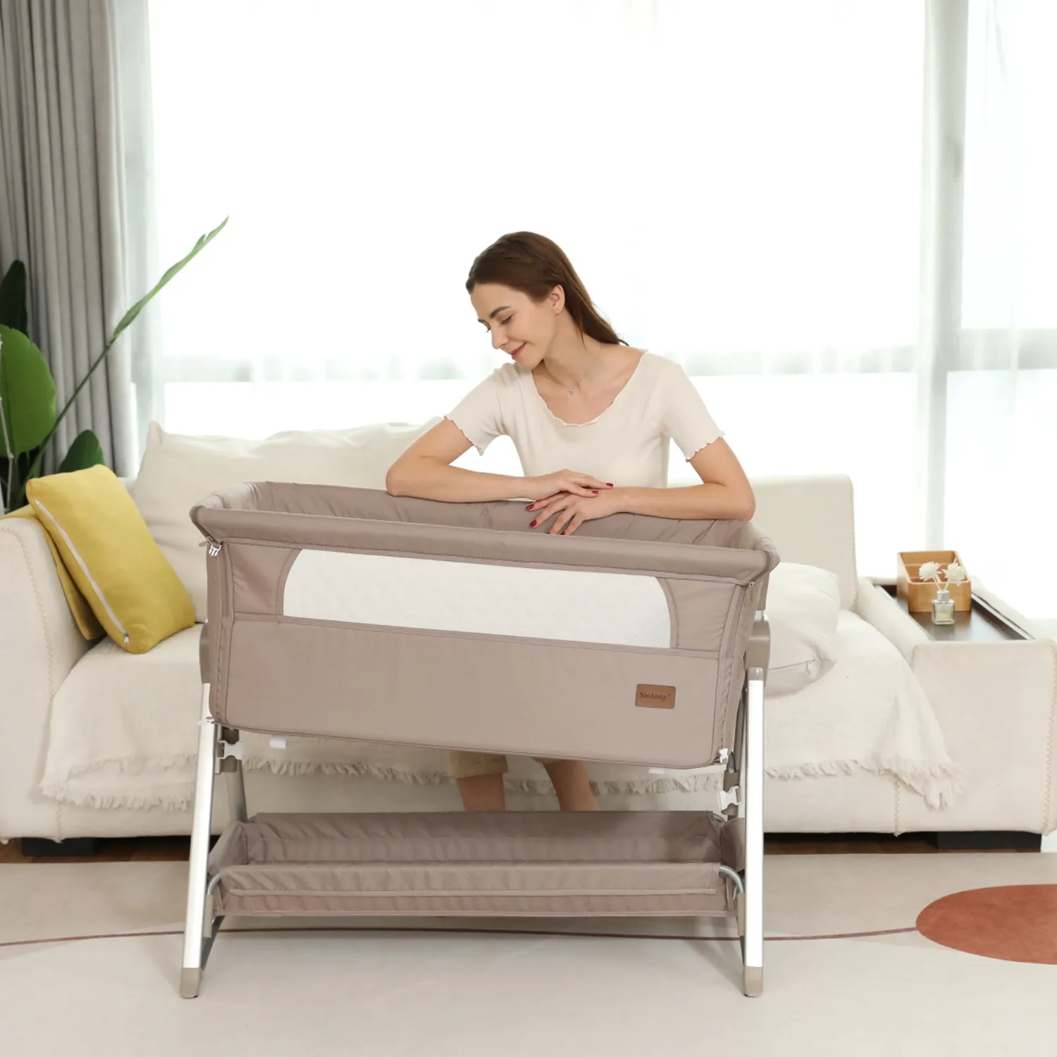 Rocking Crib Free Shipping Baby Beside Sleeper Pink Foldable Newborn Crib Portable Baby Bassinet Infant Co-sleeper 0-6M