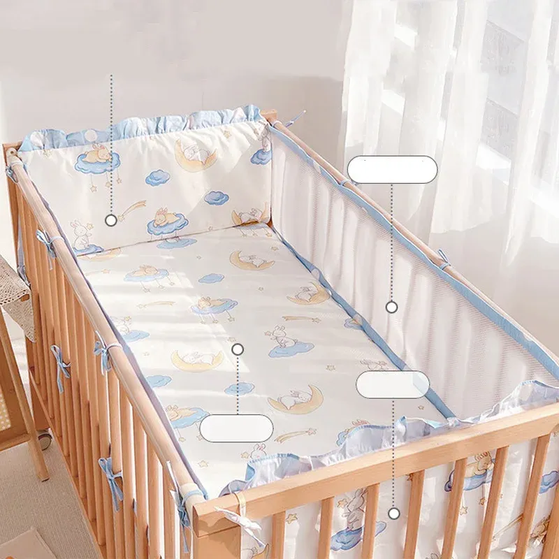 Baby Bed Bumpers Cotton Children's Bed Bumpers Sheet Detachable Inner Tank Anti-collision Crib Bumpers Ummer Breathable Mesh