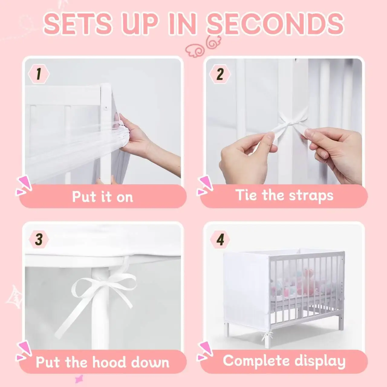 Breathable Mesh Cover Breathable Mesh Liner Cribs Portable Stretchy Crib Bumper Cover Indoor Children's Sleep Safety Cover