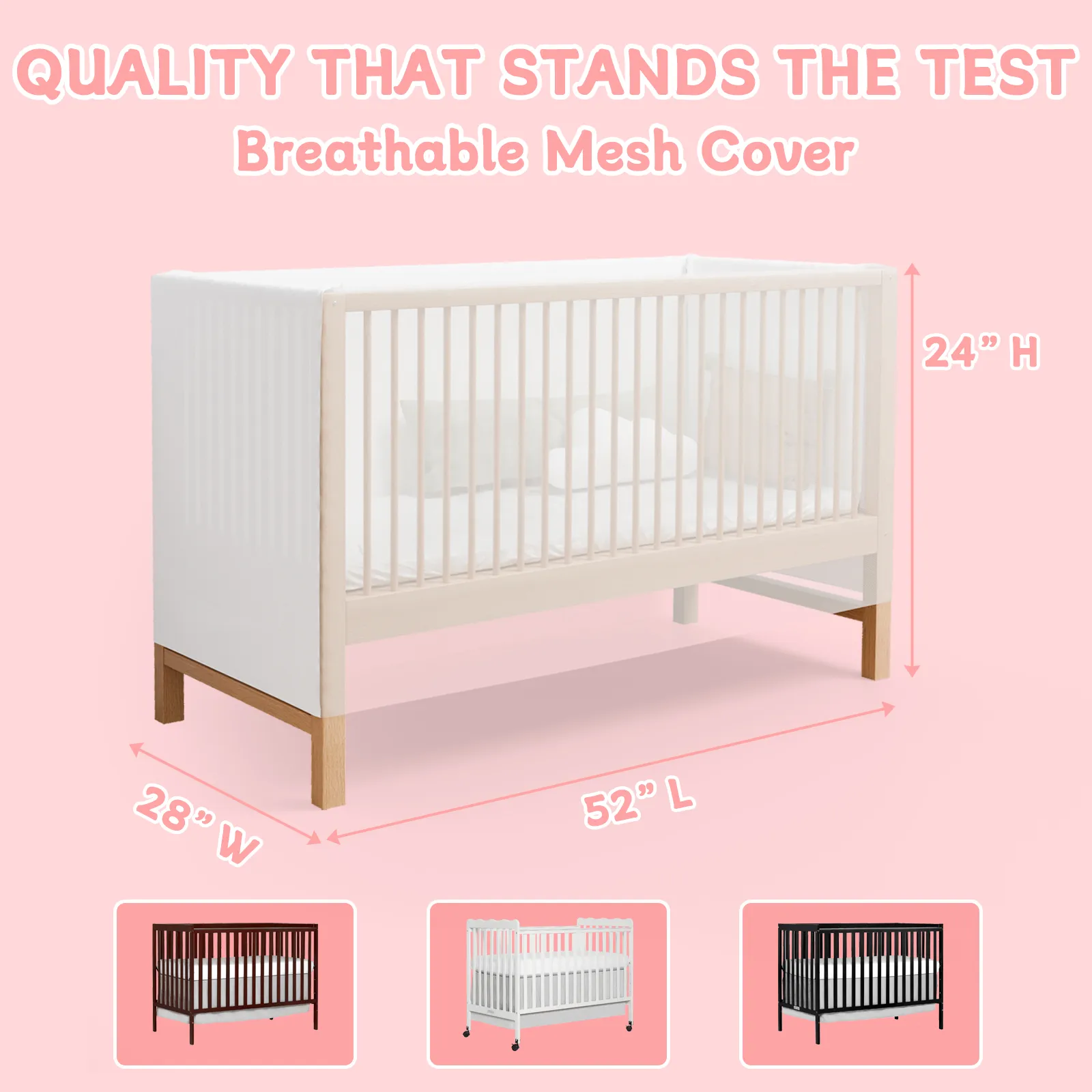 Breathable Mesh Cover Breathable Mesh Liner Cribs Portable Stretchy Crib Bumper Cover Indoor Children's Sleep Safety Cover