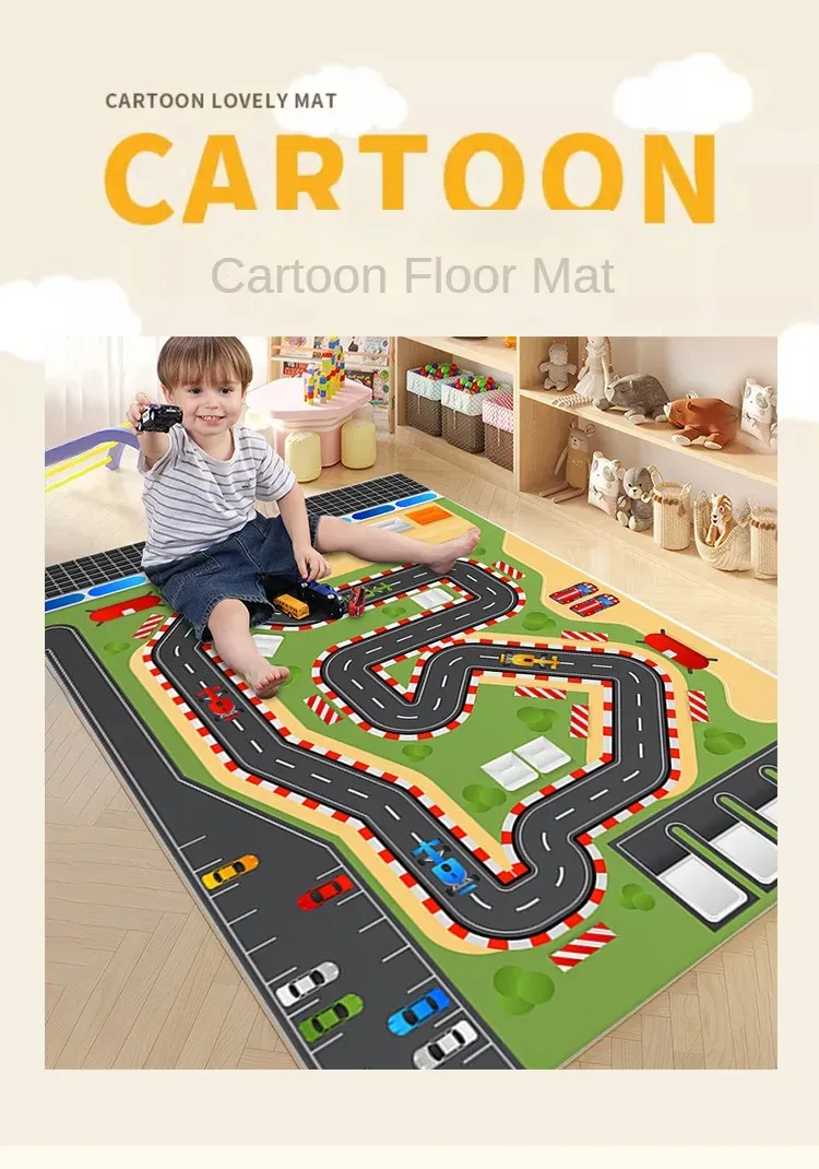 Baby Play Mat Crawling Mat Cartoon Runway Carpet Parking Lot Road Game Mat Home Non-slip and Dirt-resistant Foot Mat Baby Toys