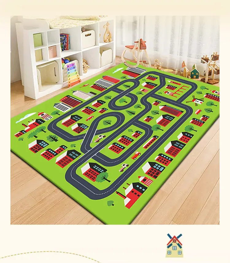 Baby Play Mat Crawling Mat Cartoon Runway Carpet Parking Lot Road Game Mat Home Non-slip and Dirt-resistant Foot Mat Baby Toys