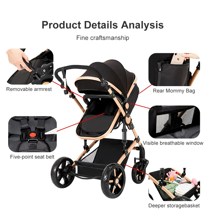 Stroller 3 in 1 Prams Baby Stroller Lightweight Stroller with carseat Foldable Stroller Newborn Stroller travel system stroller