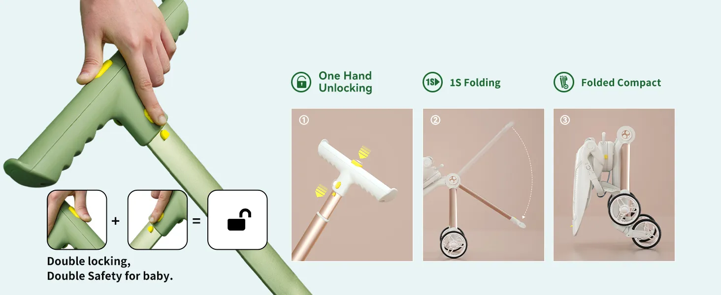 Baby Travel Stroller Mini ELF 2 Lightweight Baby Compact Stroller with 360° Reversible Seat Airplane Compatible Full Recline Erg