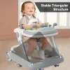 2 in 1 Baby Walker, Toddler Baby Push Walker with Removable Feeding Tray and Music Tray(Without Battery), Foldable Walker