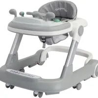 2 in 1 Baby Walker, Toddler Baby Push Walker with Removable Feeding Tray and Music Tray(Without Battery), Foldable Walker