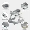 2 in 1 Baby Walker, Toddler Baby Push Walker with Removable Feeding Tray and Music Tray(Without Battery), Foldable Walker