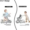 2 in 1 Baby Walker, Toddler Baby Push Walker with Removable Feeding Tray and Music Tray(Without Battery), Foldable Walker