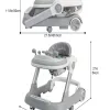 UBRAVOO Push Walker with Detachable Feeding and Music Trays, Foldable Learning Toy for Infants and Toddlers, 2 In 1 Walker
