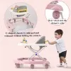 2 in 1 Baby Walker with Music & Light Spinning Toy Dining Tray Safety Brake Floor Mats Push Handle Baby Push Walker Anti-slip