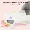 2 in 1 Baby Walker with Music & Light Spinning Toy Dining Tray Safety Brake Floor Mats Push Handle Baby Push Walker Anti-slip
