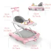 2 in 1 Baby Walker with Music & Light Spinning Toy Dining Tray Safety Brake Floor Mats Push Handle Baby Push Walker Anti-slip