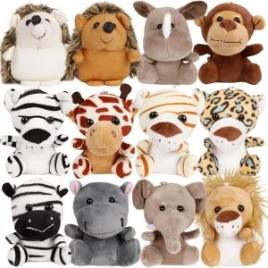 12-36 PCS Small Safari Stuffed Animals Bulk 12cm Jungle Animal Mini Plush Toys for Party Favors Birthday Baby Shower Gift Bags