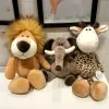 25cm Stuffed Lifelike Lion Tiger Elephant Monkey Leopard Giraffe Raccoon Doll Simulation Forest Animals Plush Toys for Kids Gift