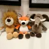 25cm Stuffed Lifelike Lion Tiger Elephant Monkey Leopard Giraffe Raccoon Doll Simulation Forest Animals Plush Toys for Kids Gift