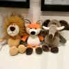 25cm Stuffed Lifelike Lion Tiger Elephant Monkey Leopard Giraffe Raccoon Doll Simulation Forest Animals Plush Toys for Kids Gift