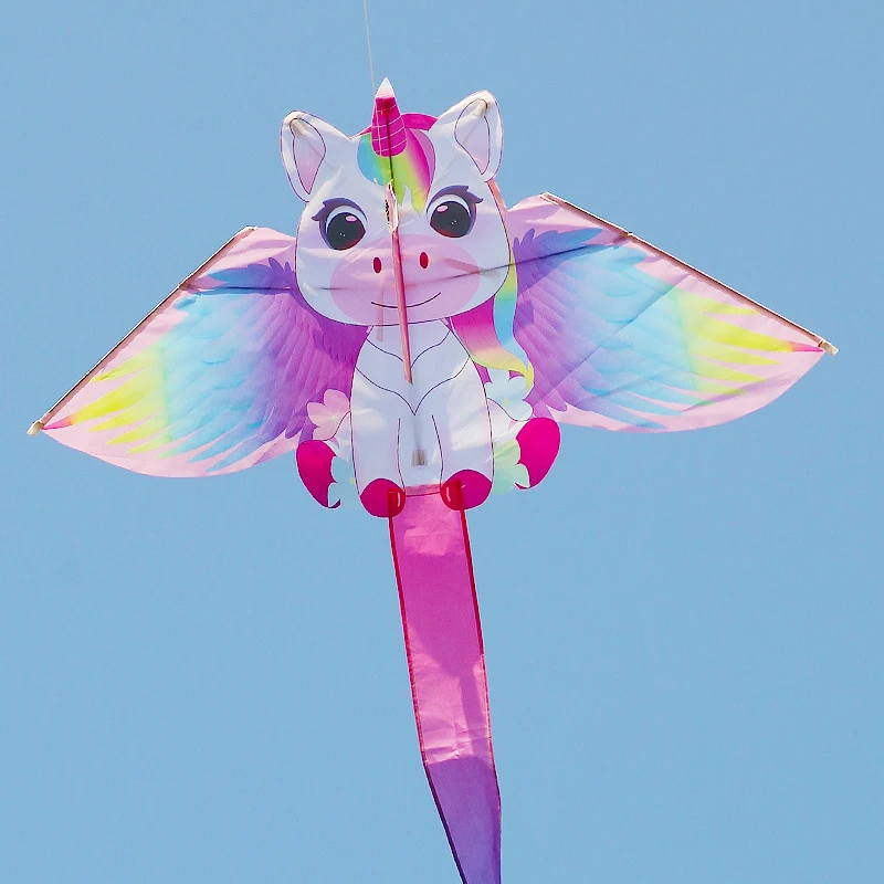 Yongjian Pink Unicorn Kite small kite suitable for children or beginners, easy to fly With 50m kite string