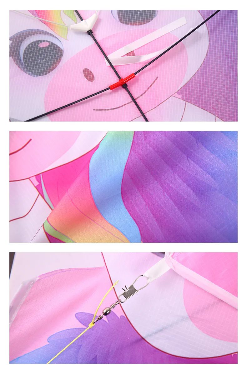 Yongjian Pink Unicorn Kite small kite suitable for children or beginners, easy to fly With 50m kite string