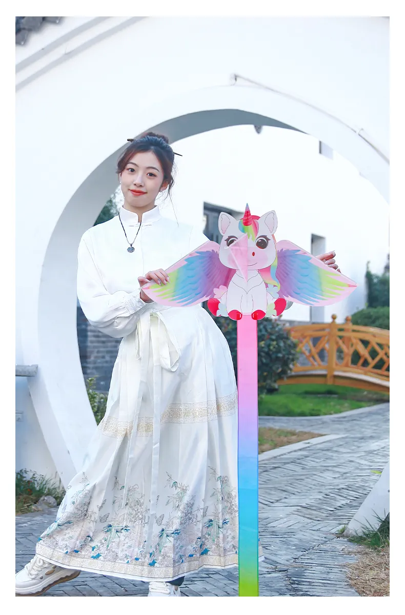 Yongjian Pink Unicorn Kite small kite suitable for children or beginners, easy to fly With 50m kite string