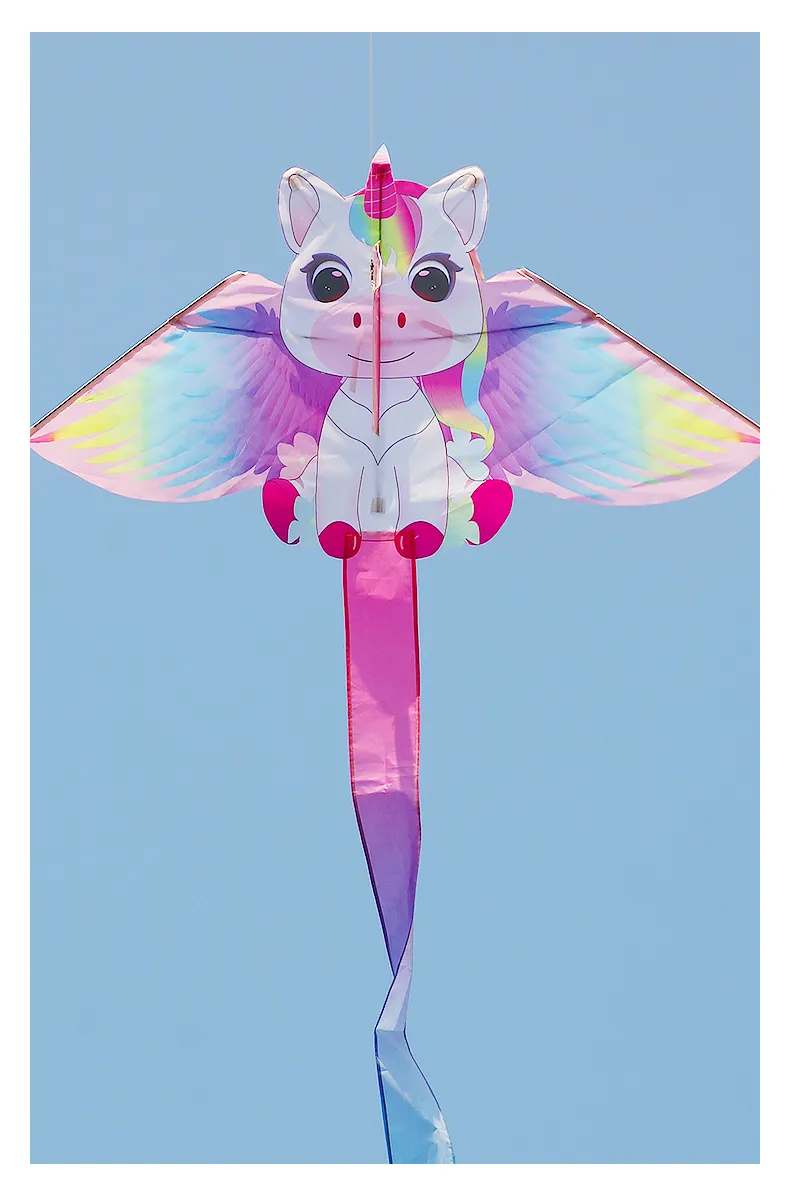 Yongjian Pink Unicorn Kite small kite suitable for children or beginners, easy to fly With 50m kite string