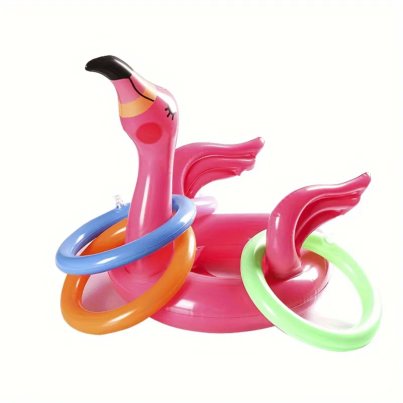Pink Inflatable Flamingo Ring Throwing Game Toys Flamingo Ring Throwing Game Rings And Inflatable Rings With Random Color