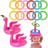 Pink Inflatable Flamingo Ring Throwing Game Toys Flamingo Ring Throwing Game Rings And Inflatable Rings With Random Color