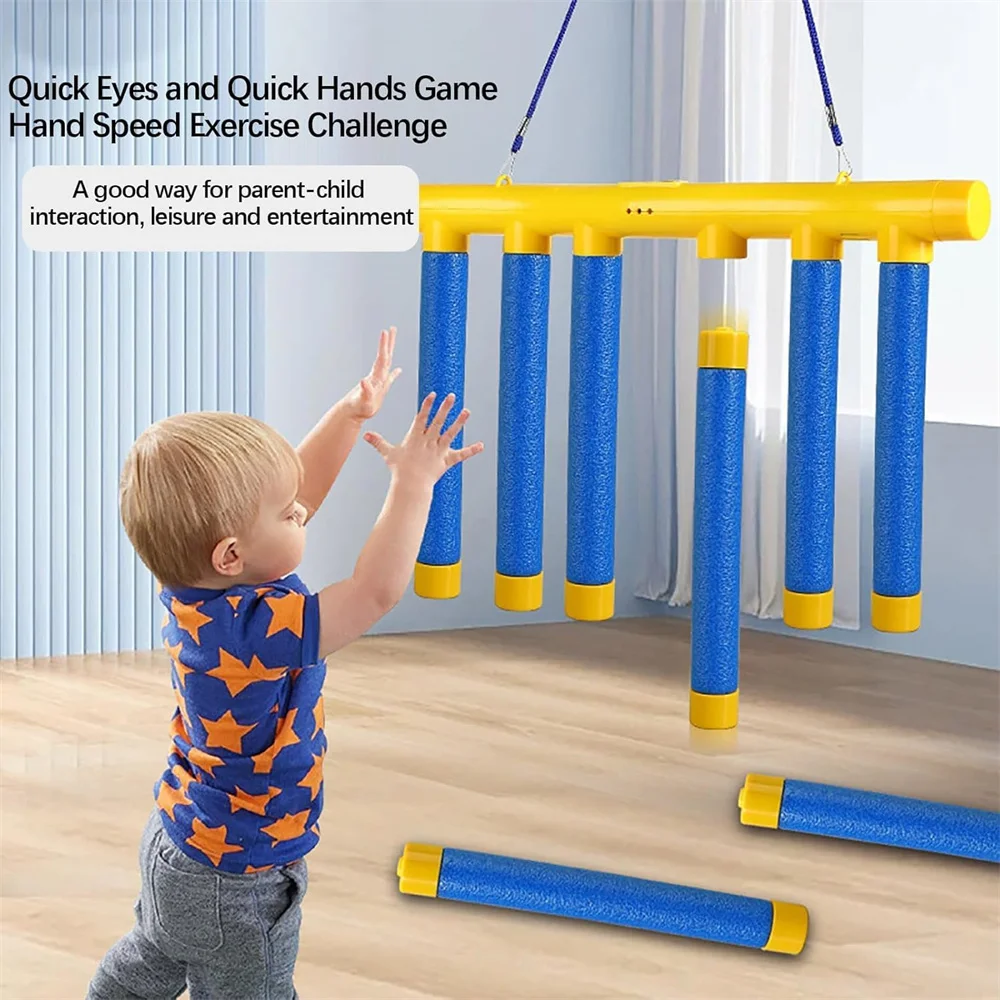 Reflex Drop Sticks Challenge Game Hand Eye Coordination Reaction Training Toy Adjustable Speed Catching Stick for Kids Adults