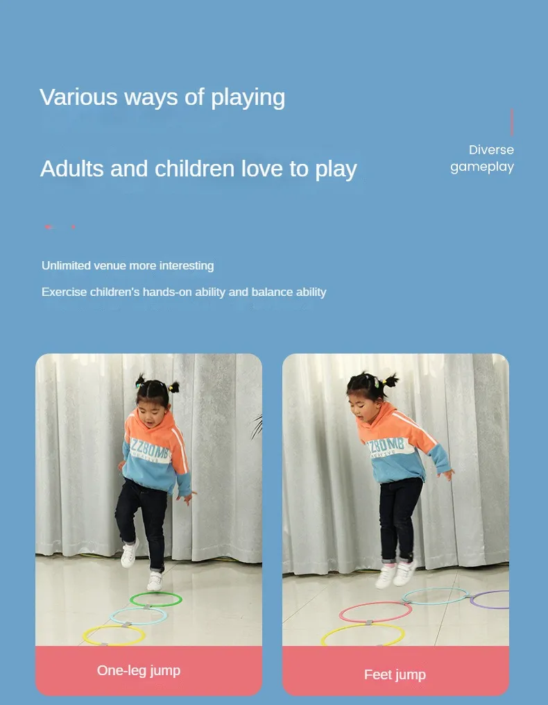 New Outdoor Kids Funny Physical Training Sport Toys Lattice Jump Ring Set Game 10 Hoops 10 Connectors for Park Play Boys Girls