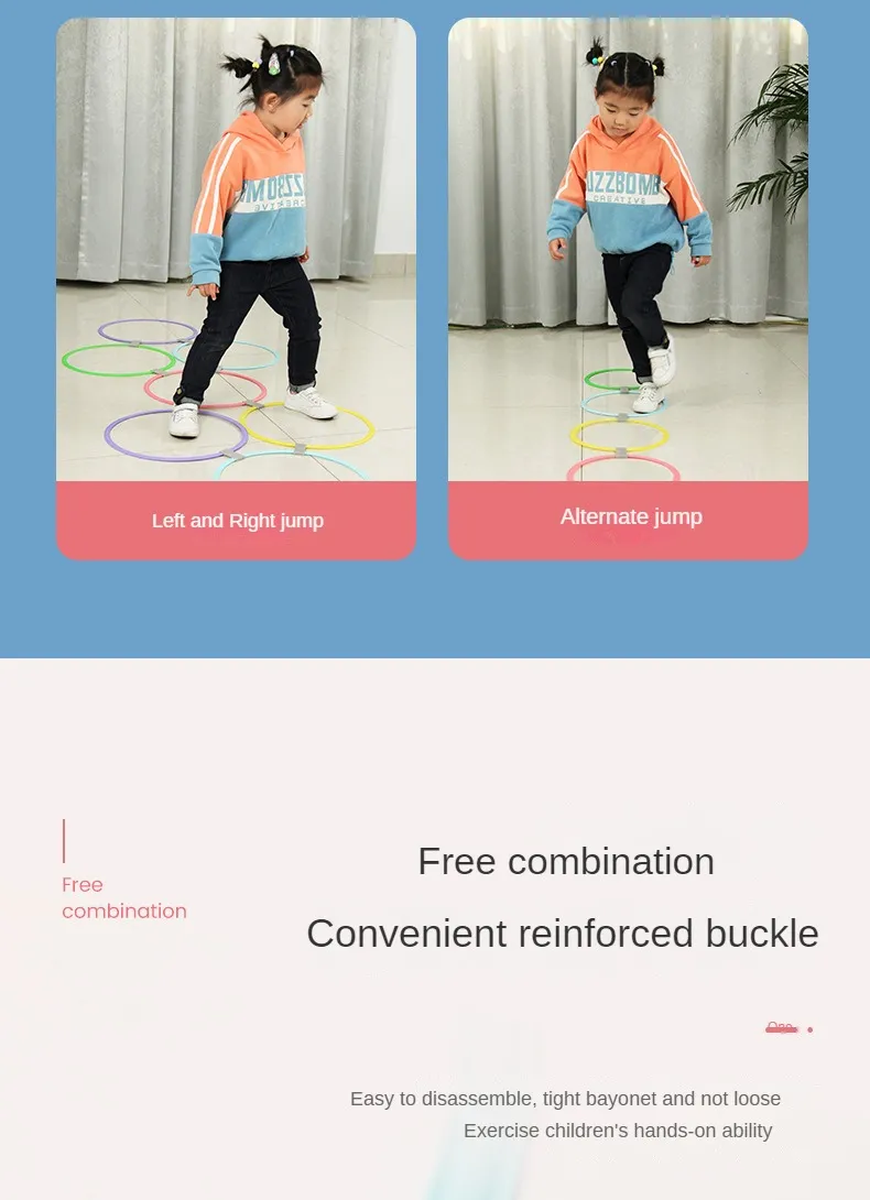 New Outdoor Kids Funny Physical Training Sport Toys Lattice Jump Ring Set Game 10 Hoops 10 Connectors for Park Play Boys Girls