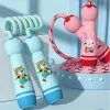 Children's Sports Adjustable Cotton Rope  Ropes Sport Fitness Lovely Cartoon Skipping Natural Wooden Handle Fillet Design