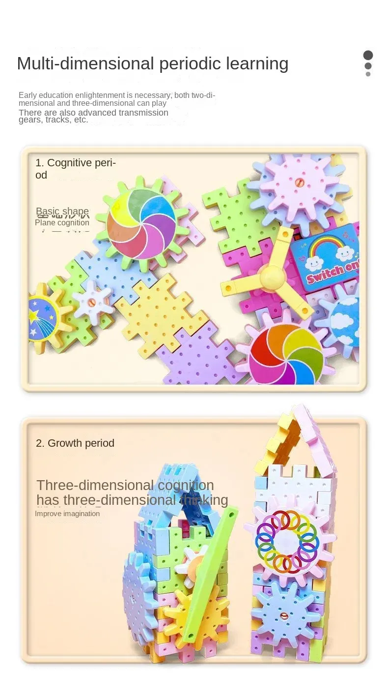 Electric Gears 3D Puzzle Model Building Kits Plastic Brick Blocks Educational Toys for Kids Children Gear Blocks Building Toys