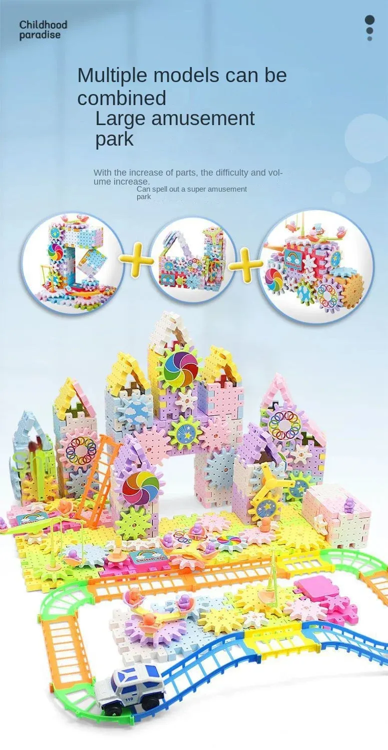 Electric Gears 3D Puzzle Model Building Kits Plastic Brick Blocks Educational Toys for Kids Children Gear Blocks Building Toys