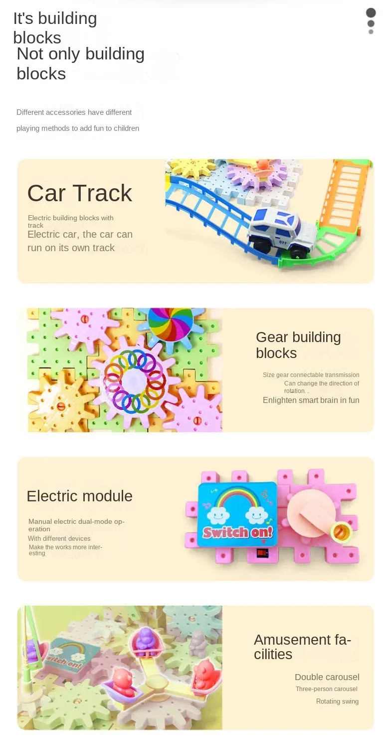 Electric Gears 3D Puzzle Model Building Kits Plastic Brick Blocks Educational Toys for Kids Children Gear Blocks Building Toys