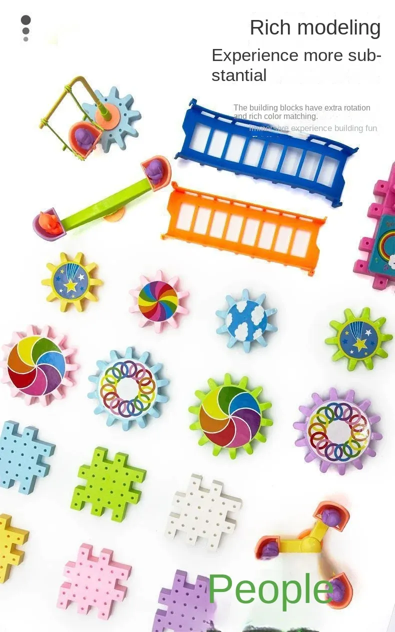 Electric Gears 3D Puzzle Model Building Kits Plastic Brick Blocks Educational Toys for Kids Children Gear Blocks Building Toys