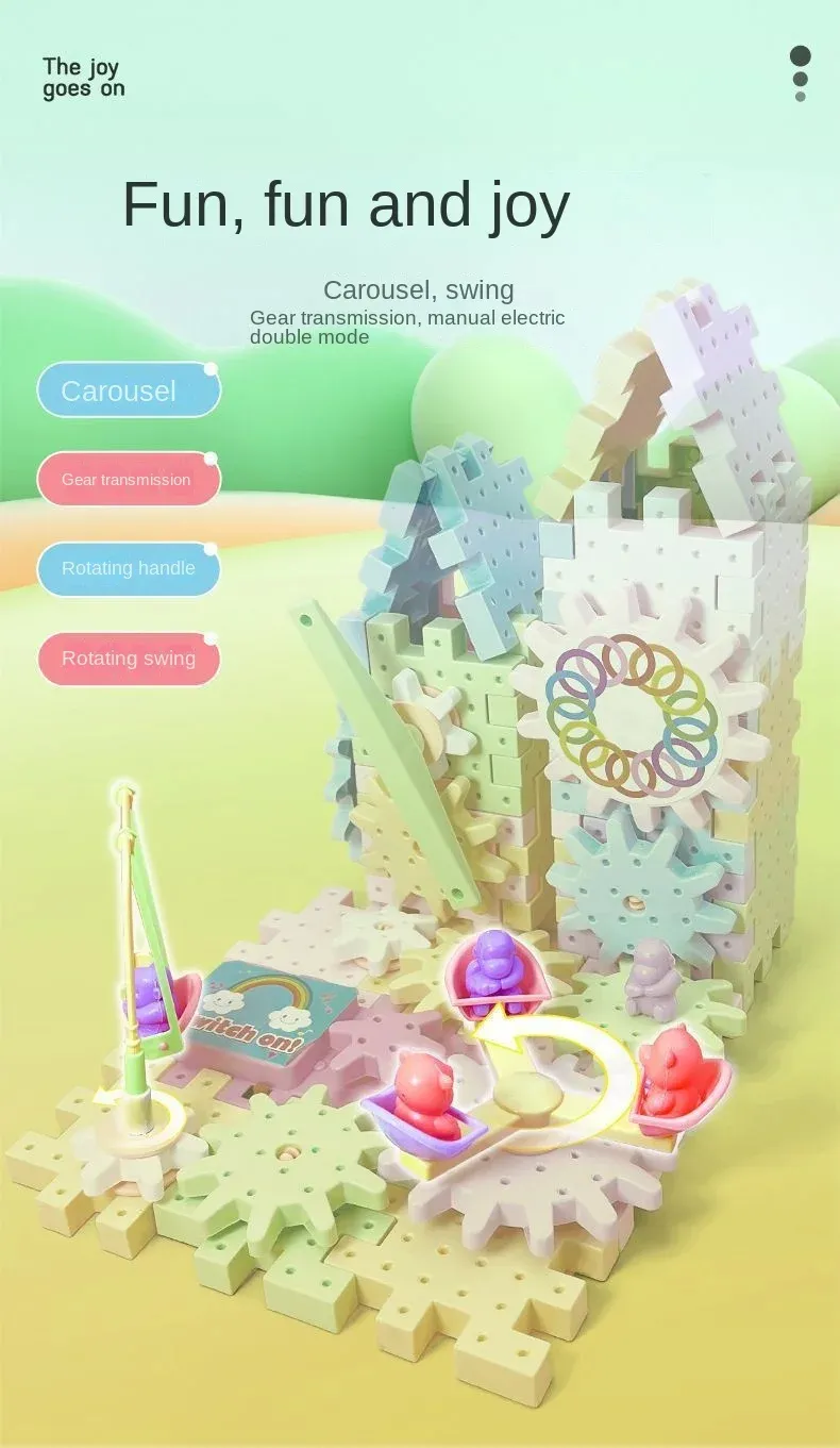 Electric Gears 3D Puzzle Model Building Kits Plastic Brick Blocks Educational Toys for Kids Children Gear Blocks Building Toys