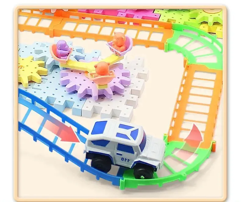 Electric Gears 3D Puzzle Model Building Kits Plastic Brick Blocks Educational Toys for Kids Children Gear Blocks Building Toys