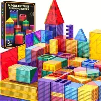 3+ Kids Magnetic Tiles Building Blocks,150PCS Educational STEM Toys,Non-Toxic Pure Color Construction Set for Boys And Girls