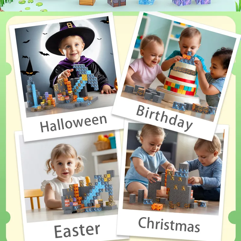 100pcs Magnetic Blocks Mine World Magnetic construction set For Girl Children toys Age 3+ DIY Stem Montessori Sensory Toy