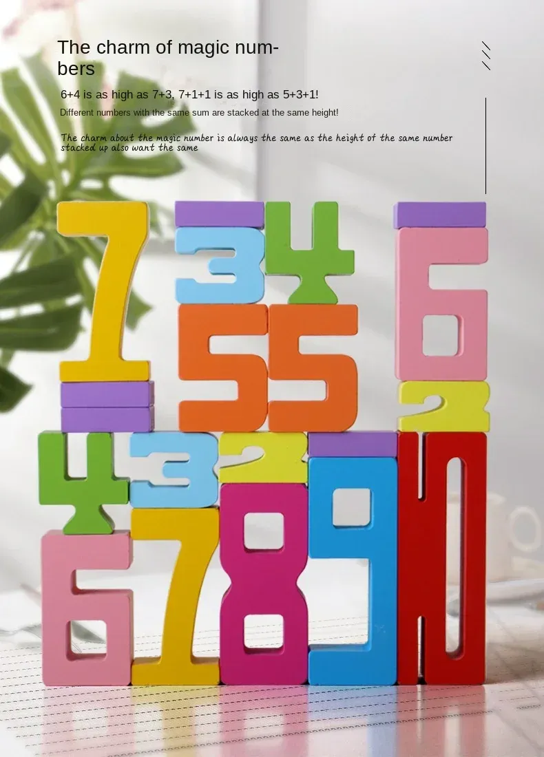 Wooden Educational Digital Blocks Creative Puzzles Stacking Toys Fun Brain-burning Early Education Topics Montessori Style