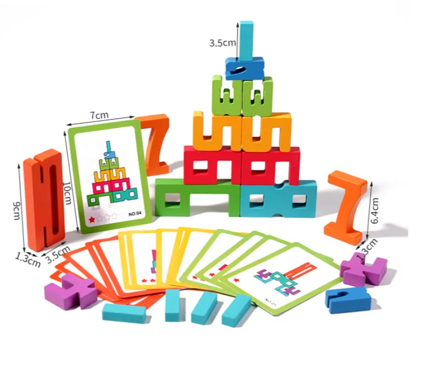 Wooden Educational Digital Blocks Creative Puzzles Stacking Toys Fun Brain-burning Early Education Topics Montessori Style