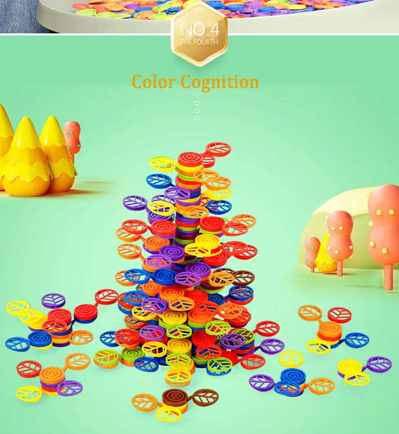 Rainbow Balance Tree Stacking Blocks Montessori Parish Education Games Fine Motor Skills Toys Sensory Integration for Children