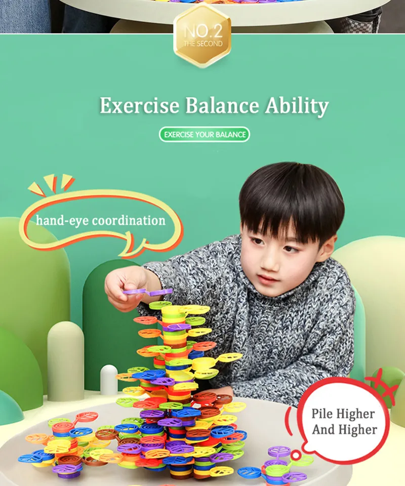 Rainbow Balance Tree Stacking Blocks Montessori Parish Education Games Fine Motor Skills Toys Sensory Integration for Children