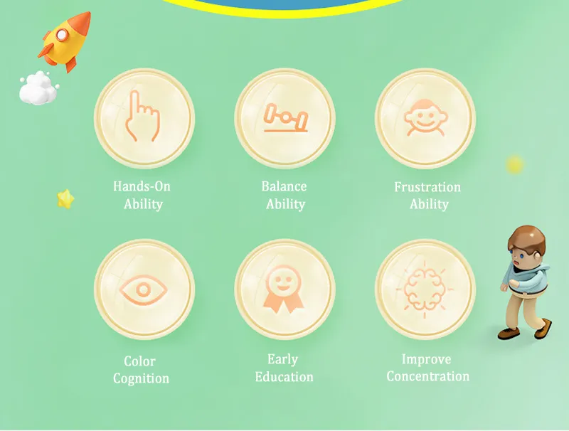 Rainbow Balance Tree Stacking Blocks Montessori Parish Education Games Fine Motor Skills Toys Sensory Integration for Children