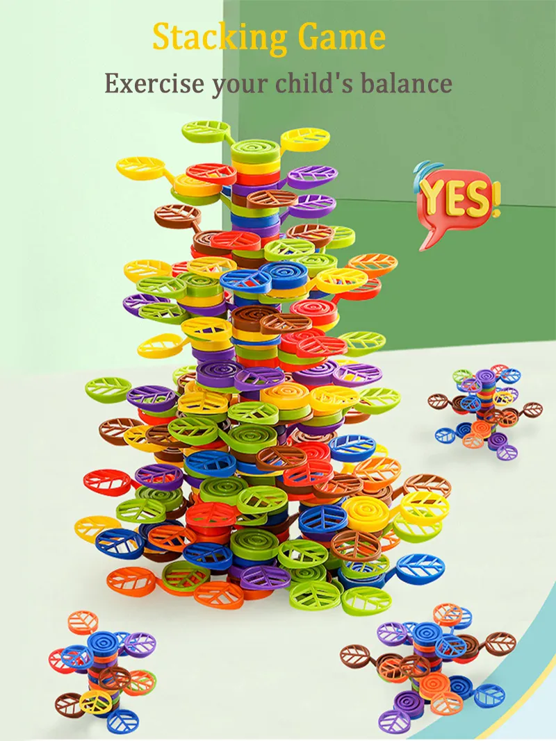Rainbow Balance Tree Stacking Blocks Montessori Parish Education Games Fine Motor Skills Toys Sensory Integration for Children