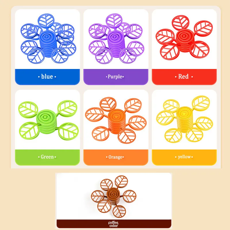 Rainbow Balance Tree Stacking Blocks Montessori Parish Education Games Fine Motor Skills Toys Sensory Integration for Children