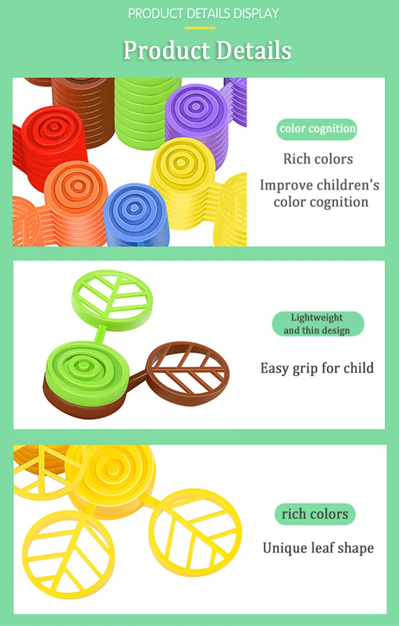 Rainbow Balance Tree Stacking Blocks Montessori Parish Education Games Fine Motor Skills Toys Sensory Integration for Children