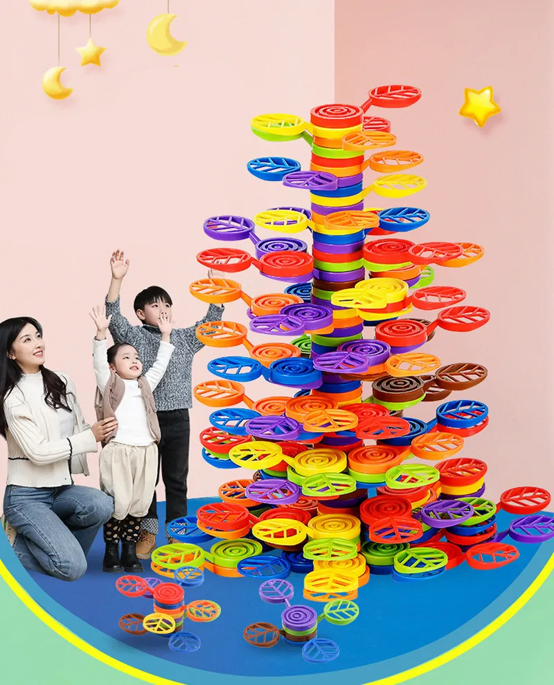Rainbow Balance Tree Stacking Blocks Montessori Parish Education Games Fine Motor Skills Toys Sensory Integration for Children